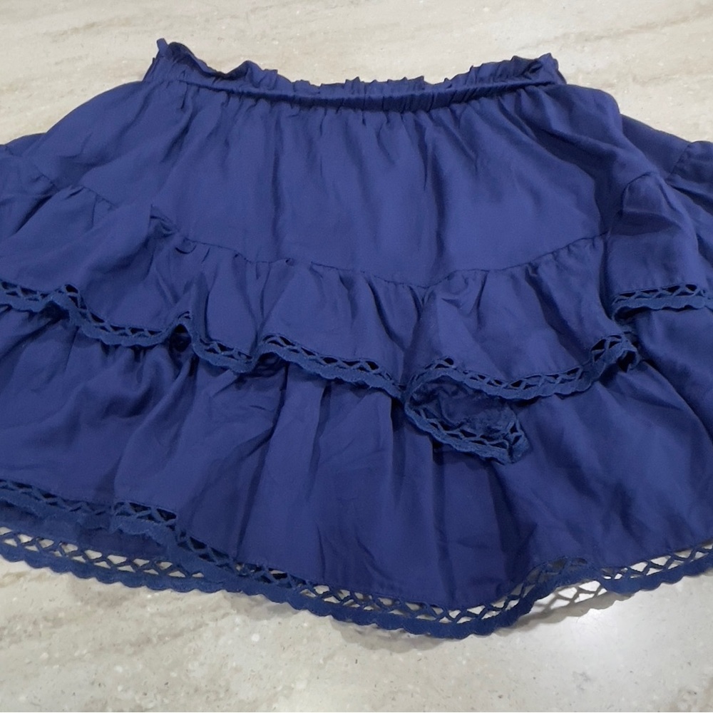 Chic Navy Ruffled Mini Skirt medium